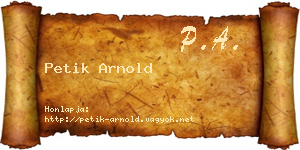 Petik Arnold névjegykártya